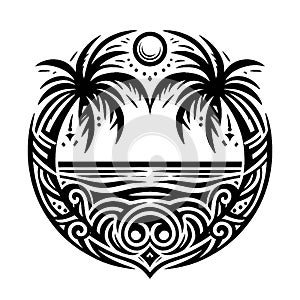 Surf\'s Up Symbol: Beautiful Beach Vector photo