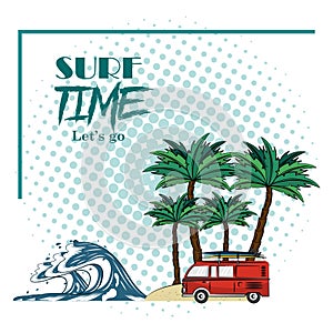 Surf time theme poster