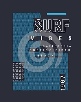 Surf Vibes Modern Typography California Beach Poster design print vector