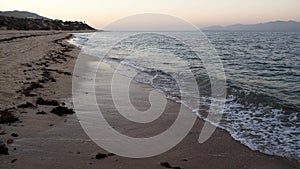 Surf waves on a sandy beach, El Sargento, BCS, Mexico