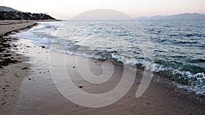 Surf waves on a sandy beach, El Sargento, BCS, Mexico