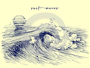 Surf waves. Sea waves graphic