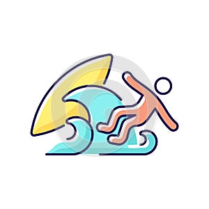 Surf wipeout RGB color icon