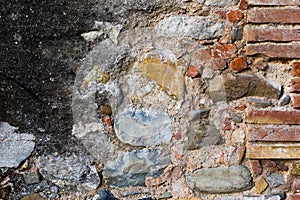 Surface of ancient wall of natural stone