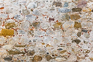 Surface of ancient wall of natural stone