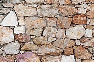 Surface of ancient wall of natural stone