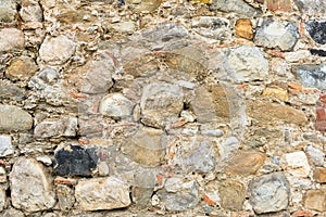 Surface of ancient wall of natural stone