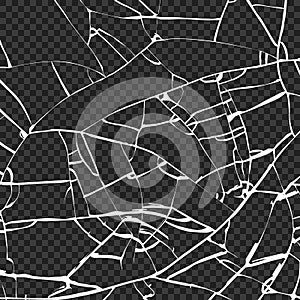 Surface of broken glass texture. Sketch shattered or crushed glass effect. Vector