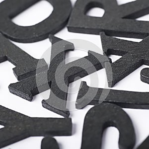 Surface covered with the wooden letters