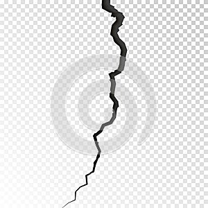 Surface cracked ground. Sketch crack texture. Split terrain after earthquake. Vector illustration on transparent backgrou