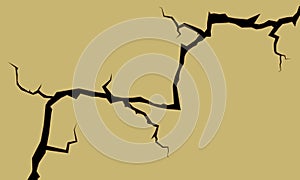Surface cracks and fissures in ground.