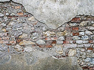 Surface of decayed stone wall as background