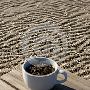 Surface with distinct ripple patterns and scattered small pebbles