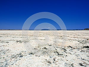 The surface of a dried salt lake