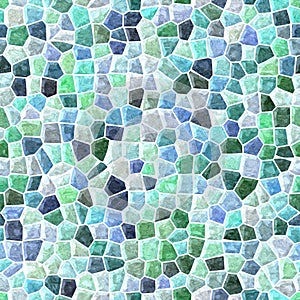 Floor marble mosaic pattern seamless background with white grout - light blue, green color