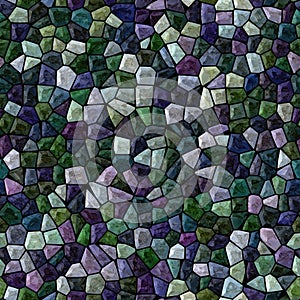 Surface floor marble mosaic seamless background with black grout - dark purple violet emerald green color