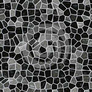 Surface floor marble mosaic seamless square background with grout - dark grey and black color