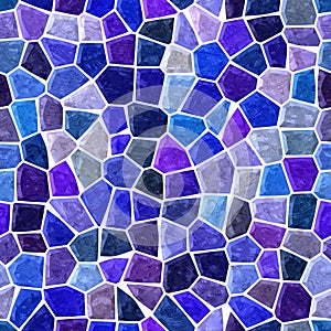 Surface floor marble mosaic seamless square background with white grout - blue and purple violet color