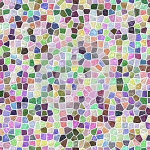 Surface floor marble mosaic seamless square background with white grout - full color spectrum light pastel - pink, blue,