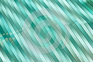 Surface, geometric pattern of the ends of thick glass. Green glass background, diagonal lines and strips