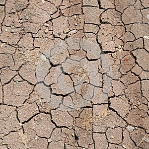 Surface of a grungy dry cracking parched earth