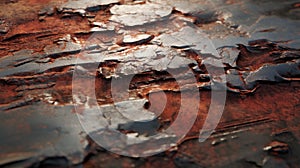 The surface of iron that has been rusted and has undergone an oxidation process.