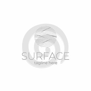 Surface logo template. Lined field abstract logo template.