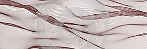 surface of long ash pink threads, wires bent in waves floating in space, abstract background, conceptual modern design art