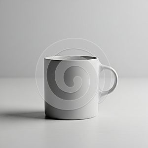 Surface. The mug has a plain, smooth texture and a classic cylindrical