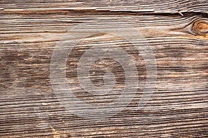 The surface of an old weathered wooden oak slab. Aged wood texture. Oak wood texture, background. Natural wood slab texture Wood