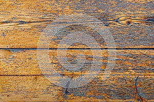 The surface of the old wooden boards with cracked varnish. Background from old shabby boards