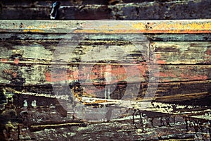 Surface of old wooden boat, texture of old shipyard side