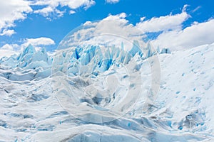 The surface over the Perito Moreno Glacier, located in Santa Cruz Province, Patagonia Argentina.