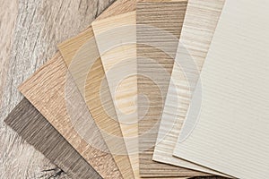 Surface parquet floor sampler, oak plank or laminate catalog. Hardwood material, wooden sampler for your furniture home design