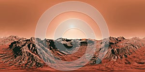 Surface of planet Mars, 8K HDRI map, spherical environment panorama background, light source illustration 3d equirectangular