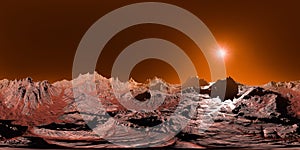Surface of planet Mars, 8K HDRI map, spherical environment panorama background, light source rendering 3d equirectangular