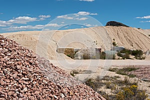 Surface quarry with stock of gravel