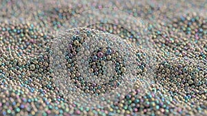 The surface reflects light giving it a shimmering appearance