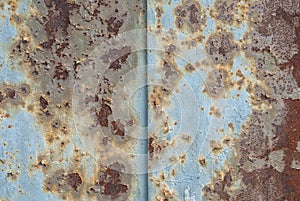 Surface of rusty iron with remnants of old paint, chipped paint, texture background