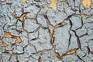 Surface of rusty iron with remnants of old paint, chipped paint, texture background