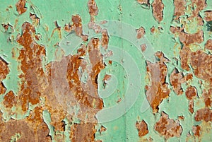 Surface of rusty iron with remnants of old paint texture background