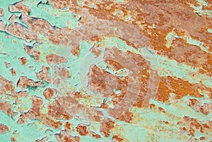 Surface of rusty iron with remnants of old paint, texture background
