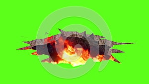 Surface Shatter Fire Green Screen 3D Rendering Destruction