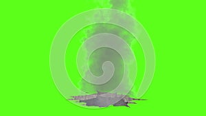 Surface Shatter Smoke Green Screen 3D Rendering Destruction