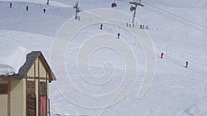 Surface ski lift timelapse on ski resort