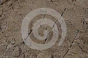 Surface structure of river sand. Large river sand at a construction site