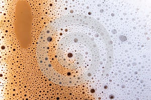 Surface texture of hot milk coffee and soft froth