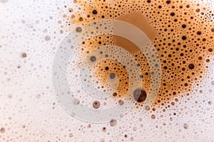 Surface texture of hot milk coffee and soft froth