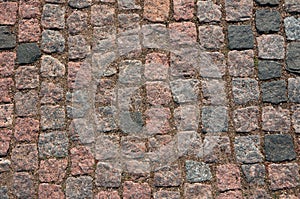 Surface texture paving stone of red granite