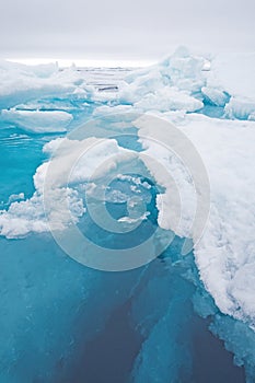 Surface and Underwater Views of Pack Ice Icebergs